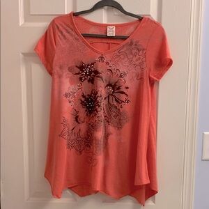 Faded Glory Women's Coral Graphic Top M 8-10